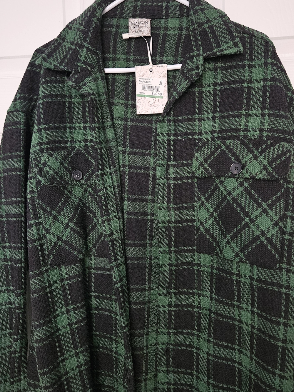 NWT Green & Black Plaid Men's Shirt Jacket